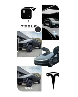 Чехол для Google Pixel 4a с картинкой «Коллаж Cybertruck Tesla»