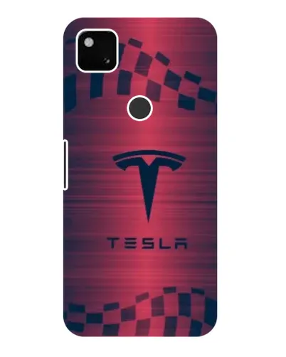 Чехол для Google Pixel 4a с картинкой «Тесла красный карбон»
