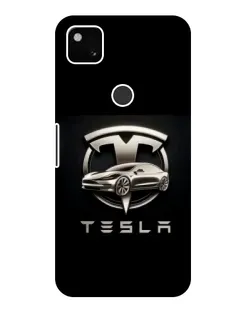 Чехол для Google Pixel 4a с картинкой «Tesla — серебристое авто»