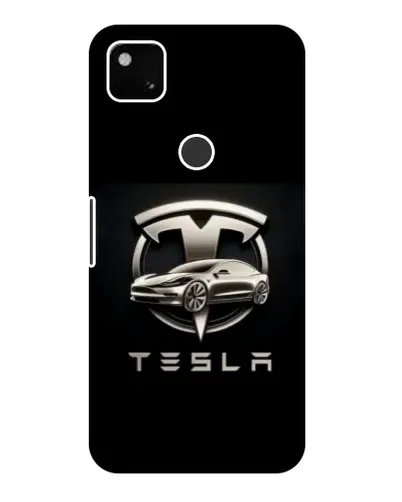 Чехол для Google Pixel 4a с картинкой «Tesla — серебристое авто»