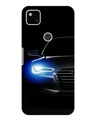 Чехол для Google Pixel 4a с картинкой «Неоновый взгляд Audi»