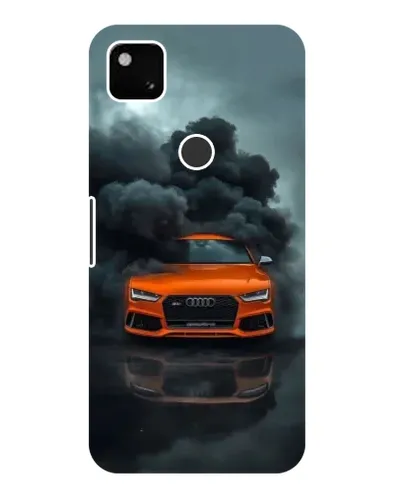 Чехол для Google Pixel 4a с картинкой «Audi в облаках дыма»