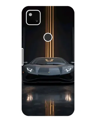 Чехол для Google Pixel 4a с картинкой «Lamborghini золотые линии»