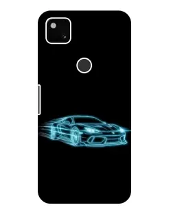 Чехол для Google Pixel 4a с картинкой «Неоновый контур Lamborghini»