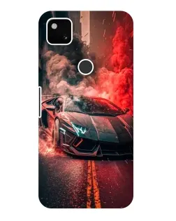 Чехол для Google Pixel 4a с картинкой «Lamborghini красный дым»