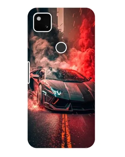 Чехол для Google Pixel 4a с картинкой «Lamborghini красный дым»