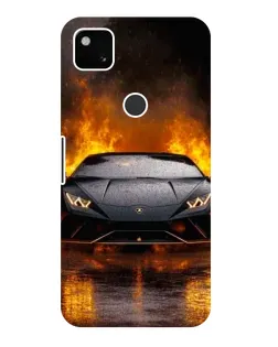 Чехол для Google Pixel 4a с картинкой «Lamborghini в огне»