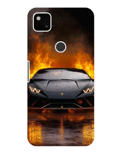 Чехол для Google Pixel 4a с картинкой «Lamborghini в огне»
