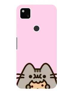 Чехол для Google Pixel 4a с картинкой «Pusheen и печенье»