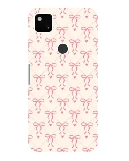 Чехол для Google Pixel 4a с картинкой «Розовые бантики Coquette»
