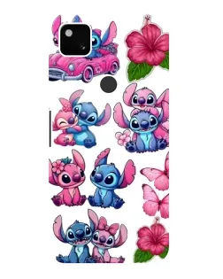 Чехол для Google Pixel 4a с картинкой «Стикеры Stitch и Angel»