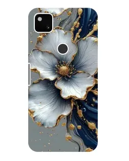Чехол для Google Pixel 4a с картинкой «Белый цветок и золотой флюид»