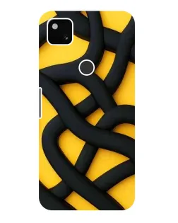 Чехол для Google Pixel 4a с картинкой «Черное желтое переплетение»