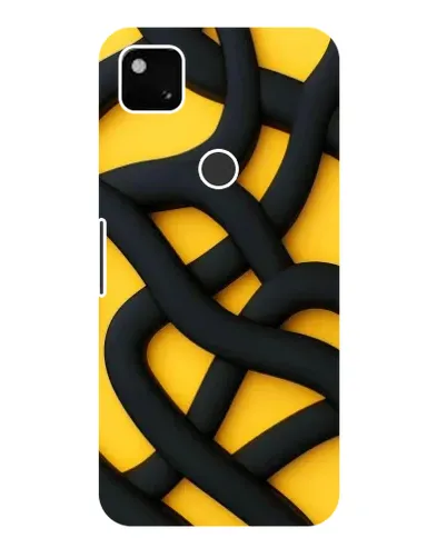 Чехол для Google Pixel 4a с картинкой «Черное желтое переплетение»