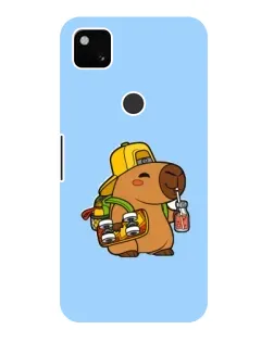 Чехол для Google Pixel 4a с картинкой «Капибара на скейте»