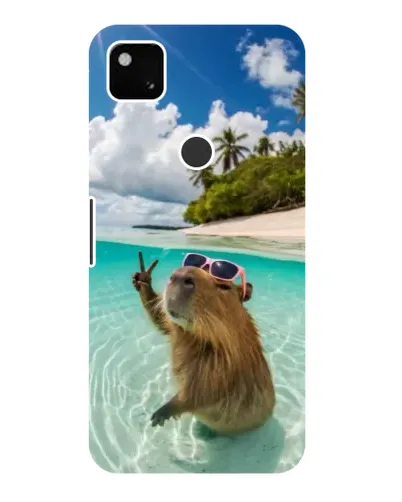 Чехол для Google Pixel 4a с картинкой «Капибара на море»