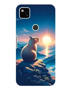 Чехол для Google Pixel 4a с картинкой «Закат солнца с капибарой»