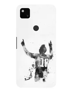 Чехол для Google Pixel 4a с картинкой «Черно-белый силуэт Месси»