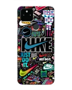 Чехол для Google Pixel 5 с картинкой «Яркий коллаж Nike»