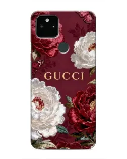 Чехол для Google Pixel 5 с картинкой «Gucci — бордовые розы»