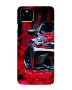Чохол для Google Pixel 5 з картинкою «Спортивна BMW та квіти»