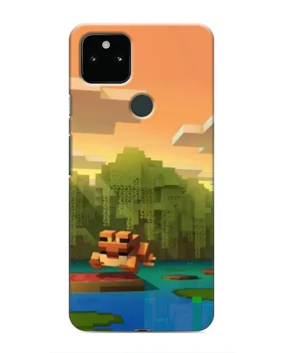 Чехол для Google Pixel 5 с картинкой «Майнкрафт закат солнца»