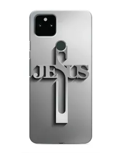 Чехол для Google Pixel 5 с картинкой «Металлический крест Jesus»