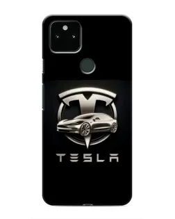 Чохол для Google Pixel 5 з картинкою «Tesla — срібне авто»