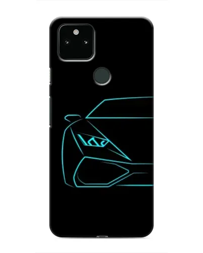 Чохол для Google Pixel 5 з картинкою «Блакитний силует Lamborghini»