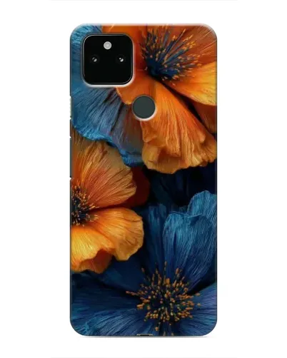 Чохол для Google Pixel 5 з картинкою «Яскрава синьо-помаранчева флора»