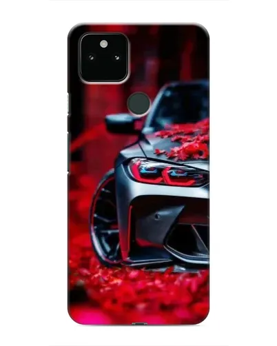 Чохол для Google Pixel 5a 5G з картинкою «Спортивна BMW та квіти»