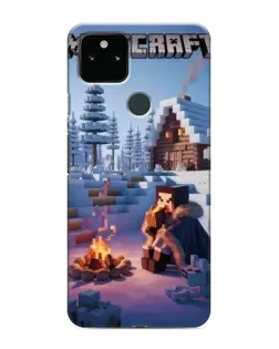 Чохол для Google Pixel 5a 5G з картинкою «Зимовий Minecraft»