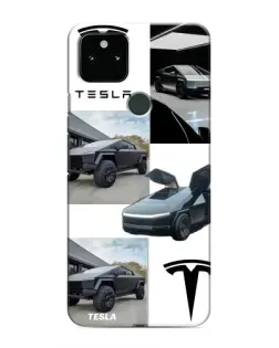 Чохол для Google Pixel 5a 5G з картинкою «Колаж Cybertruck Tesla»