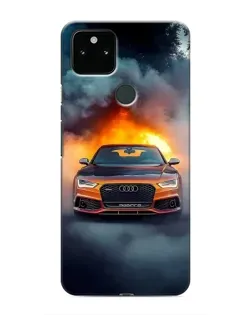 Чохол для Google Pixel 5a 5G з картинкою «Audi у вогняному диму»
