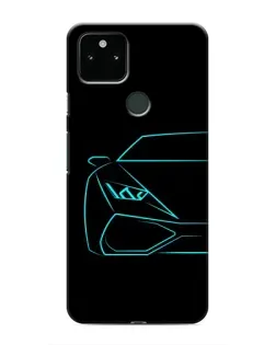 Чохол для Google Pixel 5a 5G з картинкою «Блакитний силует Lamborghini»