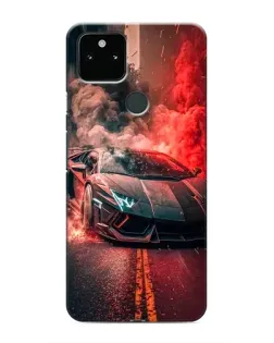Чохол для Google Pixel 5a 5G з картинкою «Lamborghini червоний дим»
