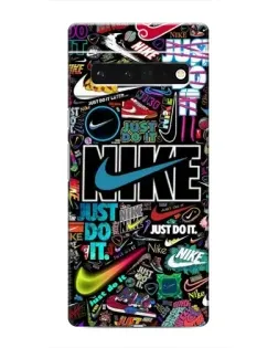 Чехол для Google Pixel 6 Pro с картинкой «Яркий коллаж Nike»