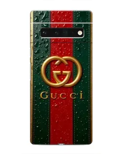 Чехол для Google Pixel 6 Pro с картинкой «Gucci — фирменная полоса и золото»