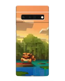 Чехол для Google Pixel 6 Pro с картинкой «Майнкрафт закат солнца»