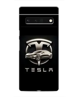Чохол для Google Pixel 6 Pro з картинкою «Tesla — срібне авто»