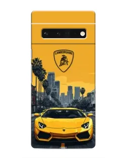 Чохол для Google Pixel 6 Pro з картинкою «Жовтий Lamborghini місто»