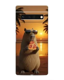 Чохол для Google Pixel 6 Pro з картинкою «Капібара з піцою»