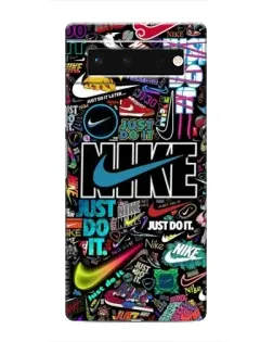 Чехол для Google Pixel 6 с картинкой «Яркий коллаж Nike»