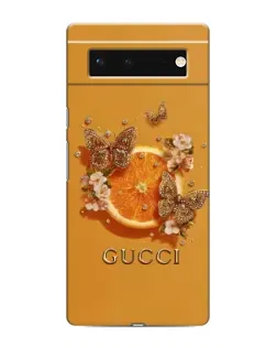 Чехол для Google Pixel 6 с картинкой «Gucci — золотые бабочки»