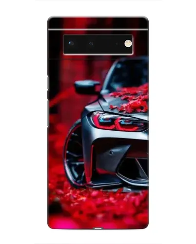 Чохол для Google Pixel 6 з картинкою «Спортивна BMW та квіти»