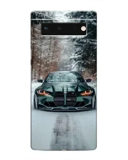 Чохол для Google Pixel 6 з картинкою «BMW у зимовому лісі»
