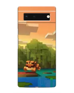 Чехол для Google Pixel 6 с картинкой «Майнкрафт закат солнца»
