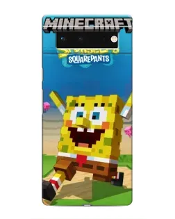 Чехол для Google Pixel 6 с картинкой «Губка Боб Minecraft»
