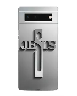 Чехол для Google Pixel 6 с картинкой «Металлический крест Jesus»