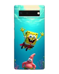 Чехол для Google Pixel 6 с картинкой «Спанч Боб под водой»